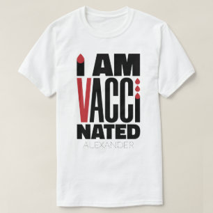 Camiseta Soy Vacunado Covid-19 Divertido Nombre Negro Rojo