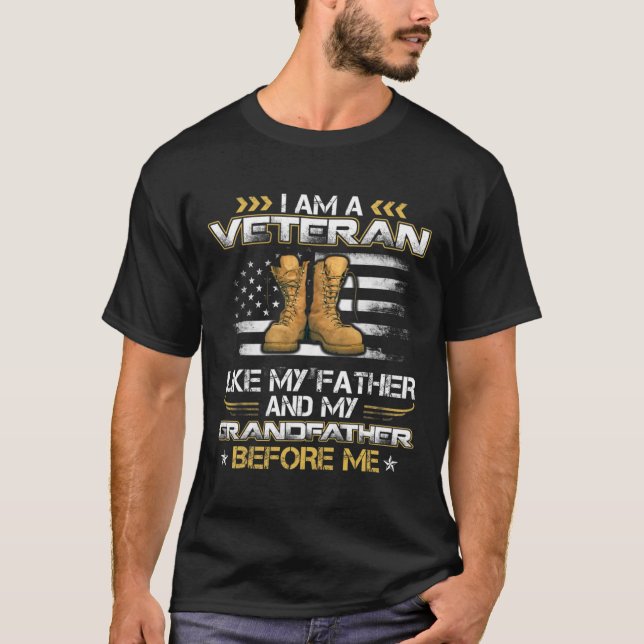 Camiseta Soy Veterano Como Mi Padre Y Mi Abuelo B (Anverso)