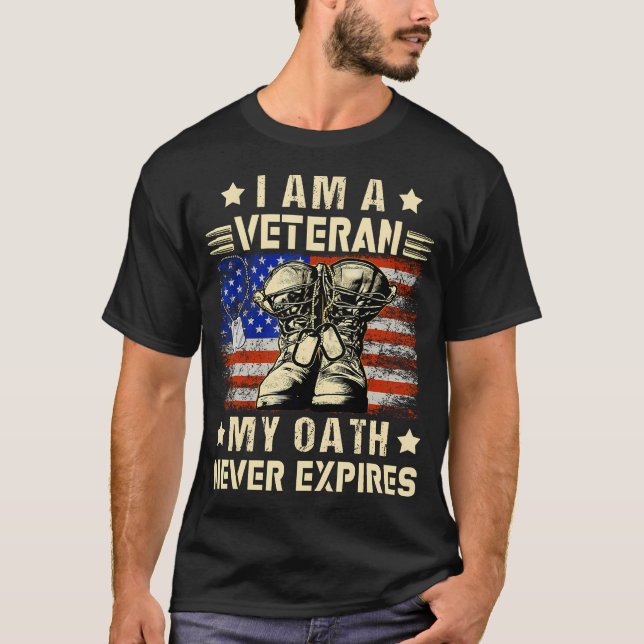 Camiseta Soy Veterano Mi Juramento Nunca Expira El Veterano (Anverso)