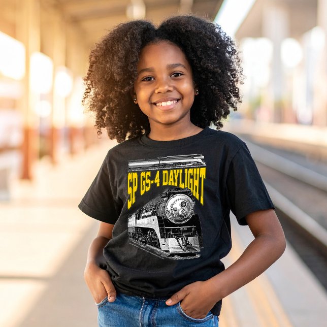 Camiseta SP GS-4 Daylight Steam Locomotive. 4449 Train (SP GS-4 Daylight Steam Locomotive. 4449 Train. Girl Basic Black T-Shirt)