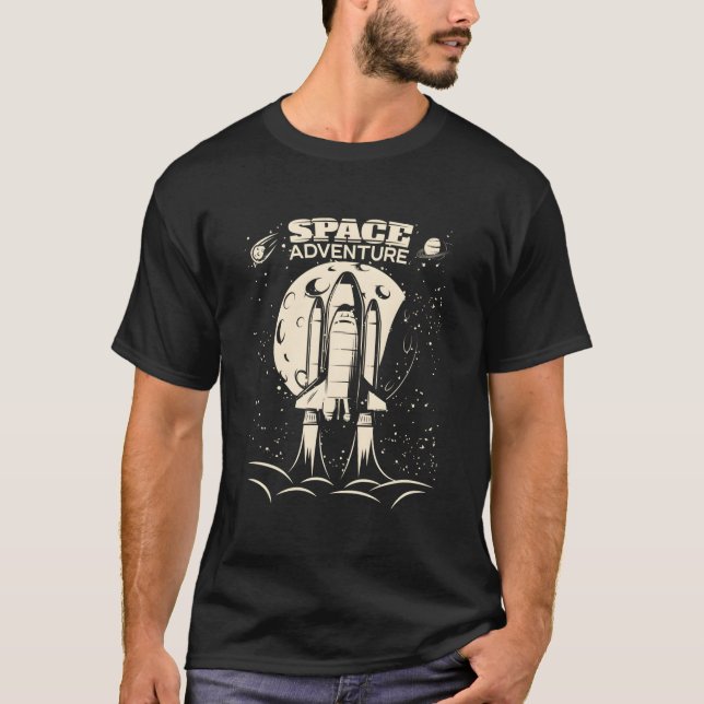 Camiseta Space Adventure Rocket Ship Astronomy Cosmos (Anverso)