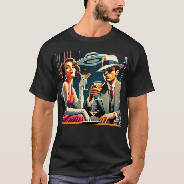 Camiseta Space Age Las Vegas Gangster Martini Party (Anverso)