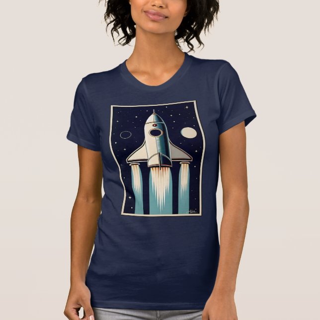 Camiseta Space Age Retro 50s Rocket Ship (Anverso)