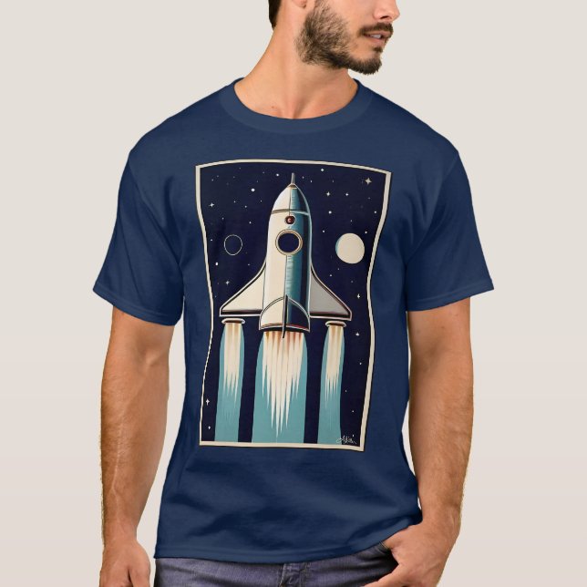 Camiseta Space Age Retro 50s Rocket Ship (Anverso)