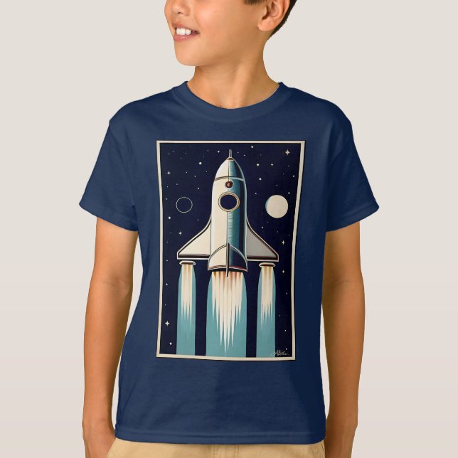 Camiseta Space Age Retro 50s Rocket Ship (Anverso)