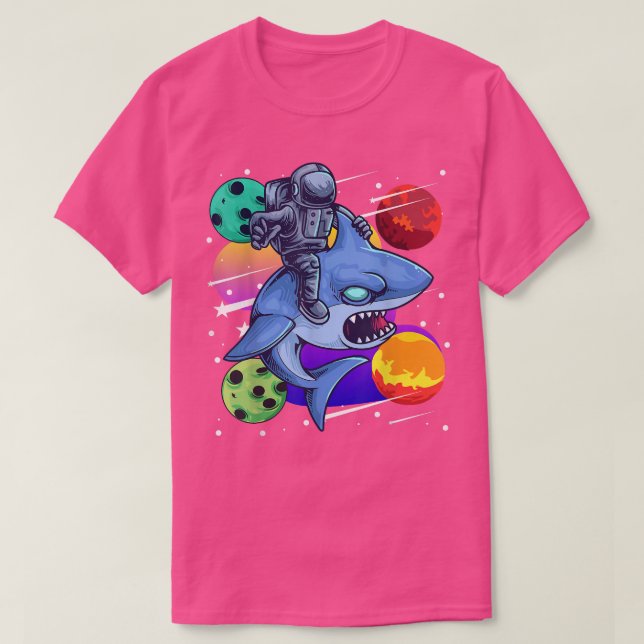 Camiseta Space Astronaut Day Riding Shark Galaxy Planets St (Diseño del anverso)