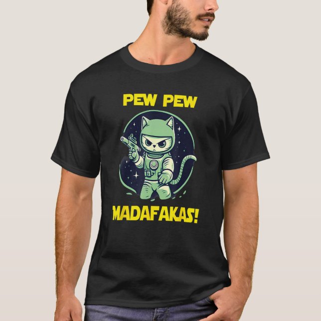 Camiseta Space Astronaut Pew Madafakas Angry Cat (Anverso)