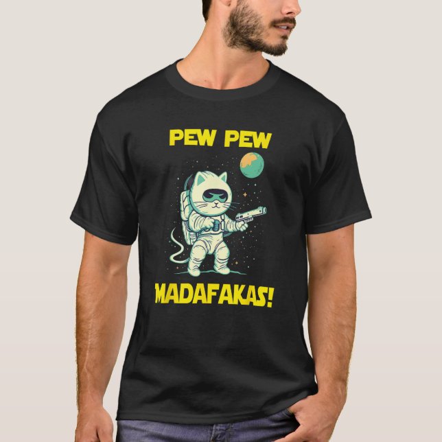 Camiseta Space Astronaut Pew Madafakas Ragamuffin Cat (Anverso)