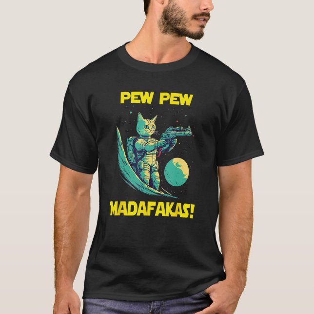 Camiseta Space Astronaut Pew Madafakas Savannah Cat (Anverso)