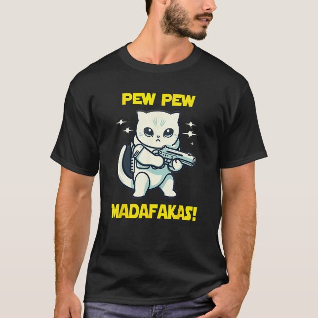 Camiseta Space Astronaut Pew Madafakas Scottish Fold Cat (Anverso)