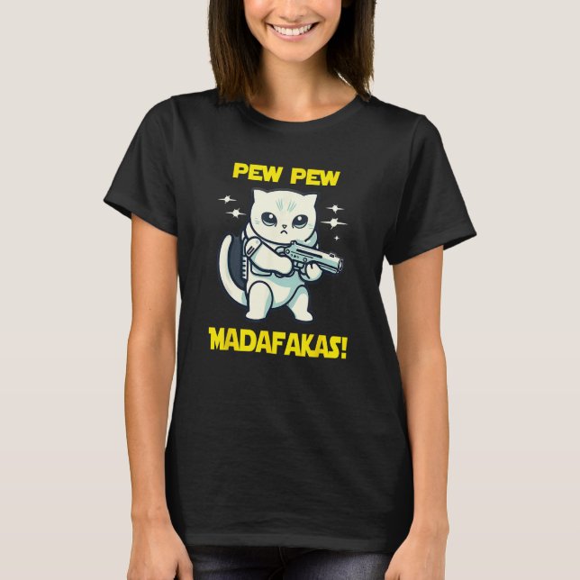 Camiseta Space Astronaut Pew Madafakas Scottish Fold Cat (Anverso)