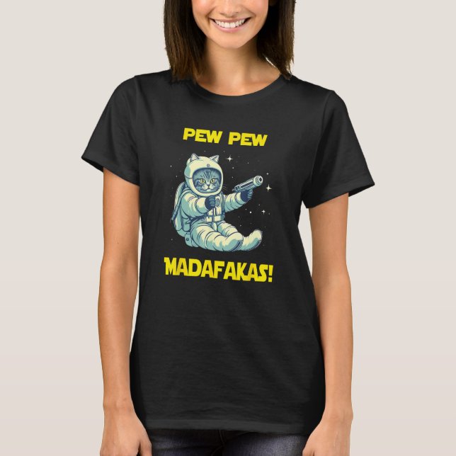 Camiseta Space Astronaut Pew Madafakas Siberian Cat (Anverso)