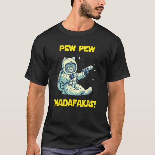 Camiseta Space Astronaut Pew Madafakas Siberian Cat (Anverso)