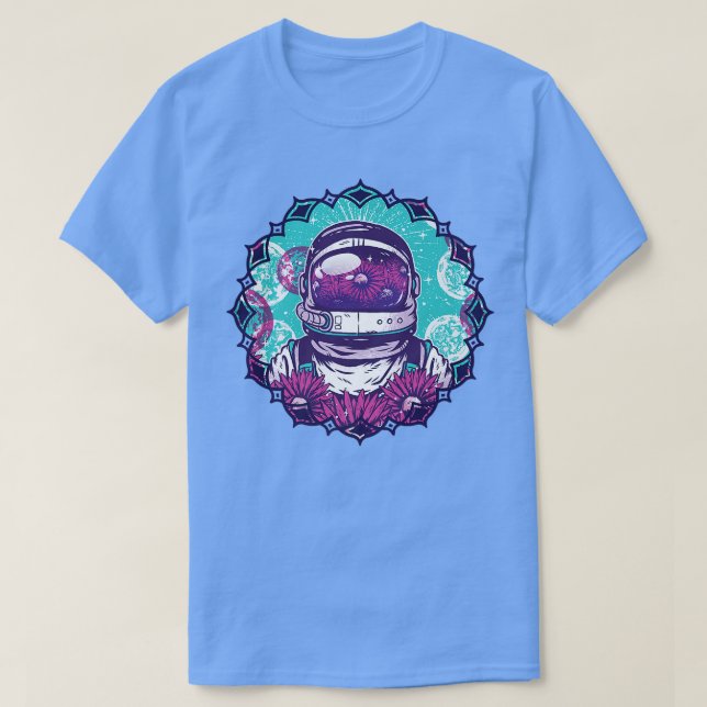 Camiseta Space Astronaut with Planets, Moons and Flowers  (Diseño del anverso)