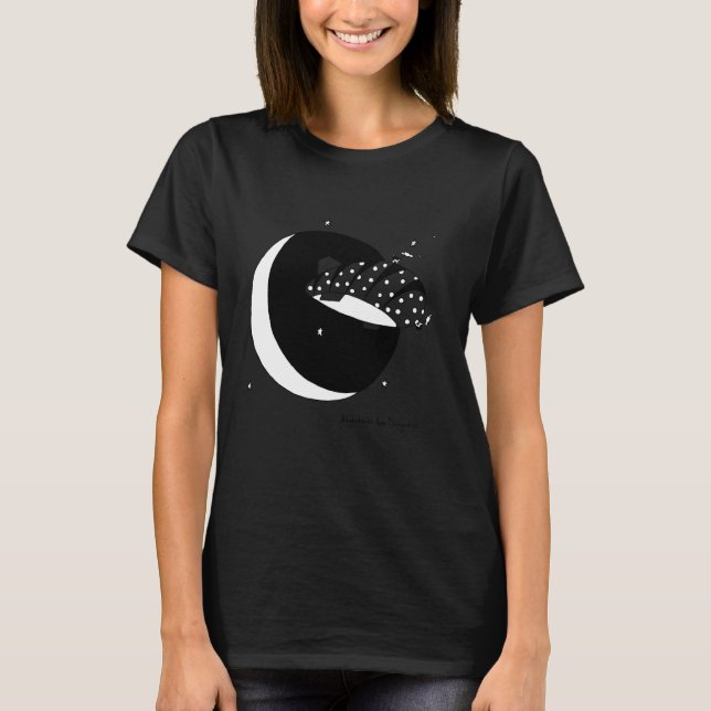 Camiseta Space Blimp Crescent Moon Cows (Opciones de Color  (Anverso)