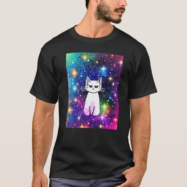Camiseta Space Cat Kitty Kitten Lover In Cat Art Style Prem (Anverso)