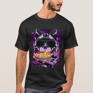 Camiseta Space Cat Remix DJ PIZZA Remix para galaxia de gat