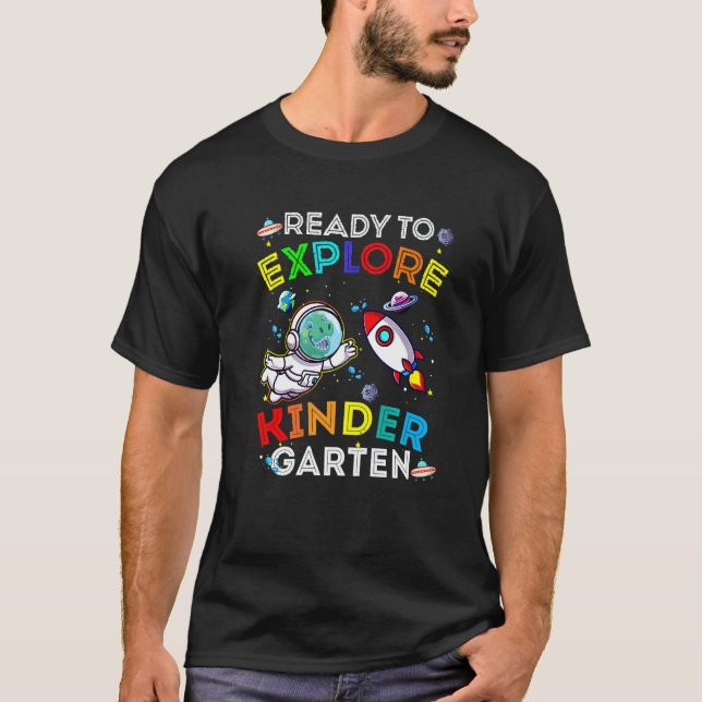 Camiseta Space Dino Dinosaur Astronaut Ready To Explore Kin (Anverso)