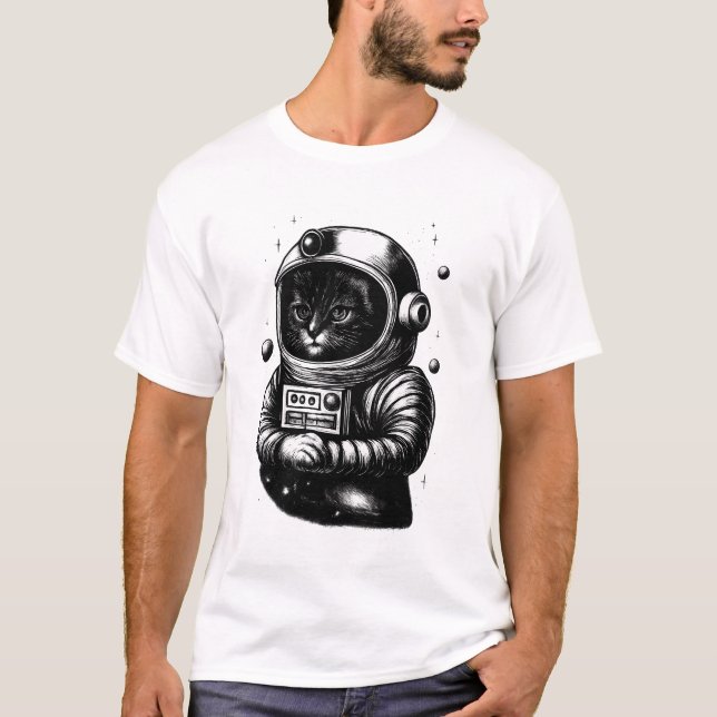Camiseta Space Explorer Cat with Helmet (Anverso)