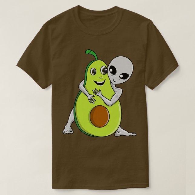 Camiseta Space Gray Alien UFO Avocado Lover Hugging (Diseño del anverso)