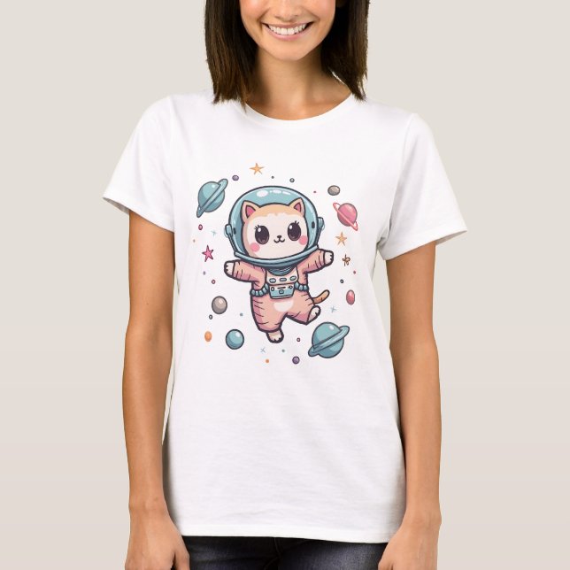 Camiseta Space Meow-naut, lindo gato kawaii (Anverso)