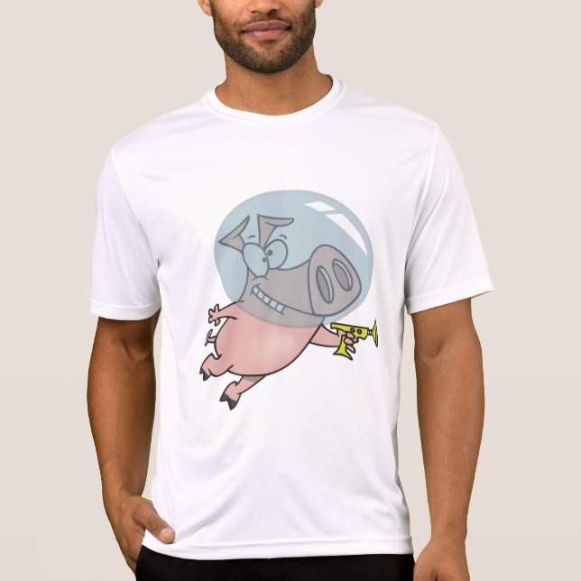 Camiseta Space Pig with Ray Gun Funny Astronaut (Anverso)