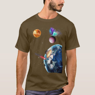 Camiseta Space Solar System Galaxy Astronaut Universe Plane
