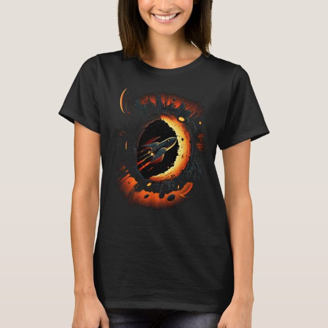 Camiseta Space Spaceship Black Hole Rocket Astronomy Astron (Anverso)