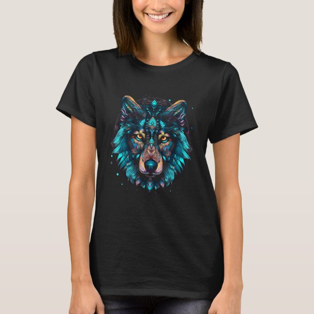 Camiseta Space wolf mystical wolf, wolf t-shirt, mystical r (Anverso)