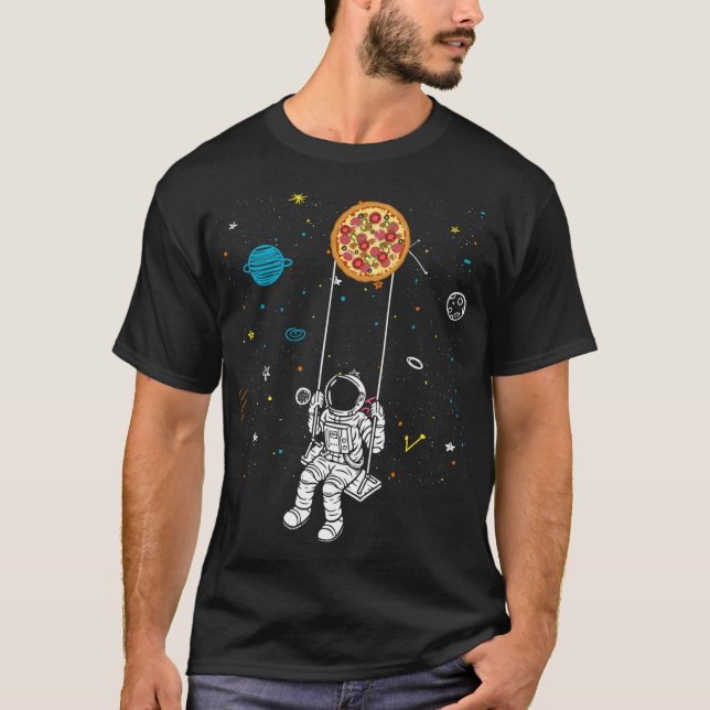 Camiseta Spaceman Pizza, Funny Fast Food Solar System Astro (Anverso)