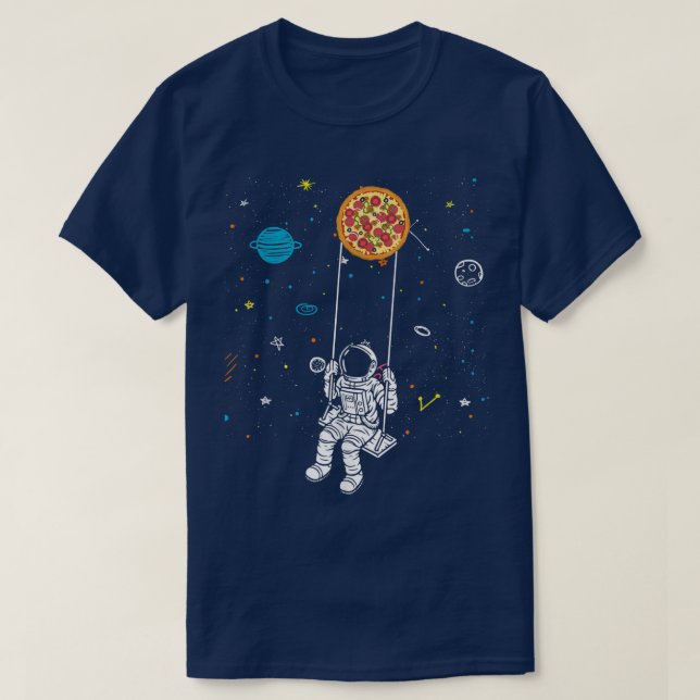 Camiseta Spaceman Pizza, Funny Fast Food Solar System Astro (Diseño del anverso)