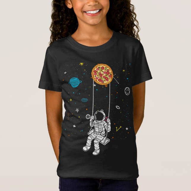 Camiseta Spaceman Pizza, Funny Fast Food Solar System Astro (Anverso)