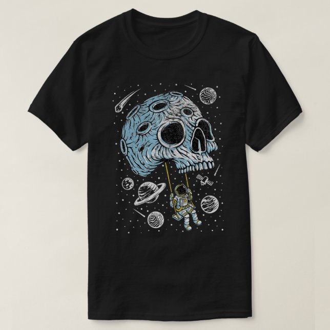 Camiseta Spaceman Skull Graphic Tee Skeleton Fiesta Tee Hal (Diseño del anverso)