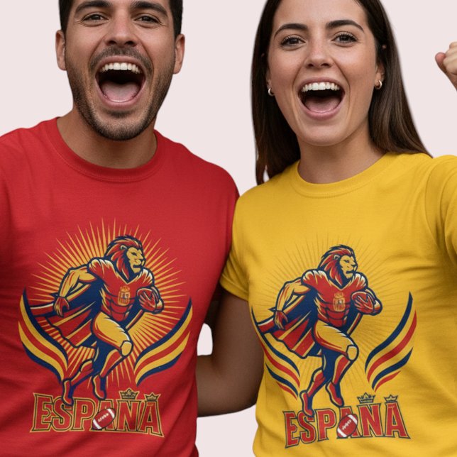 Camiseta Spain Football Lion Hero National Pride Action Art (Use Personalized to change color/font.
Choose a color that matches the background color of shirt)
