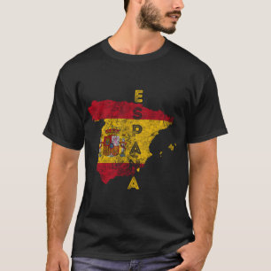 Camiseta Spain Map and Flag Souvenir Distressed España Pull