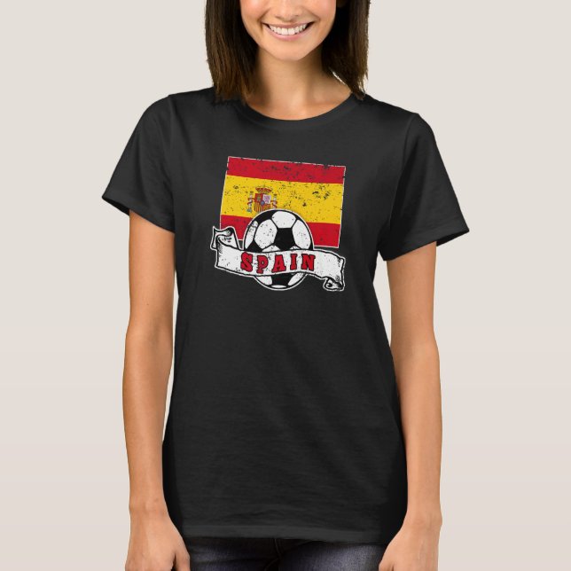 Camiseta Spain SOCCER BALL AND FLAG DISTRESSED (Anverso)