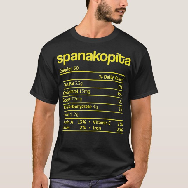 Camiseta Spanakopita Nutrition Hecho Gracioso, Chris de Acc (Anverso)