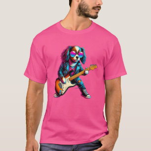 Camiseta Spaniel de juguete inglés guitarra eléctrica perro