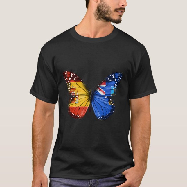 Camiseta Spanish Falkland Islanders Flag Butterfly (Anverso)