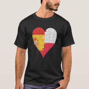 Camiseta Spanish Polish Flag Heart