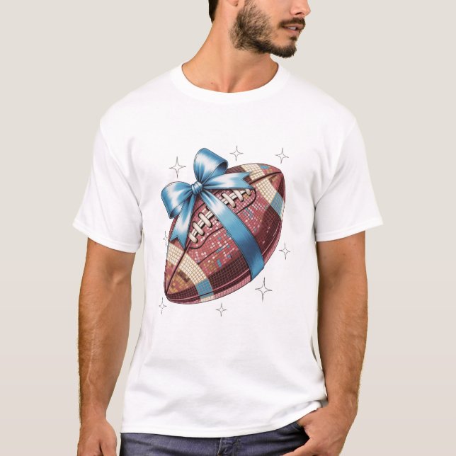 Camiseta Sparkle Gridiron Football Gift con Blue Bow Graph (Anverso)