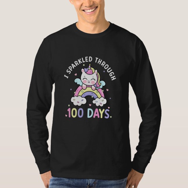 Camiseta Sparkled Through 100 Days Girls Unicorn 100th Day  (Anverso)