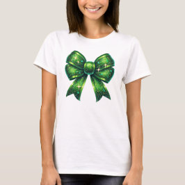 Camiseta Sparkling Green Purpurina Bow