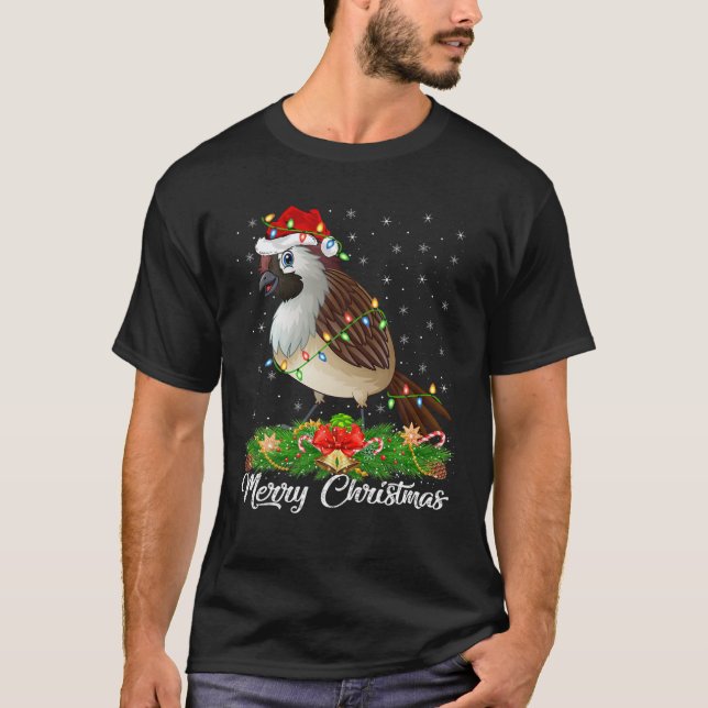 Camiseta Sparrow Bird Lover Coincide con Santa Hat Sparrow  (Anverso)