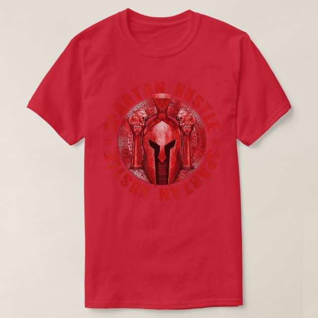 Camiseta Spartan Hustle Red Workout Sparta Gladiator Motiv (Diseño del anverso)