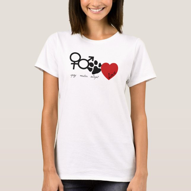 Camiseta Spay-Neuter-Adopt-Love (Anverso)