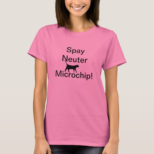 Camiseta ¡Spay, neutralice, microchip! (Anverso)