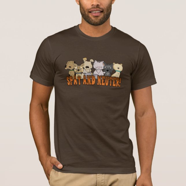 Camiseta Spay y neutralice los gatos y el dibujo animado de (Anverso)