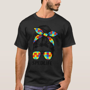 Camiseta Sped Life Sped Life Sped Teacher Puzzle Messy Bun