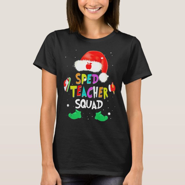 Camiseta Sped Teacher Squad divertidos Navidades Santa Kids (Anverso)